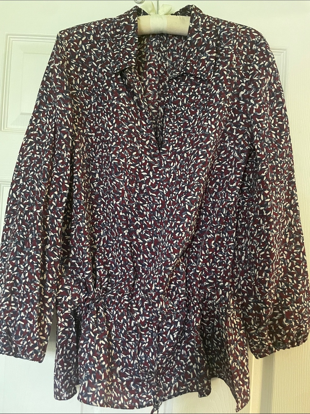 Tory Burch Burgundy Abstract Print Blouse